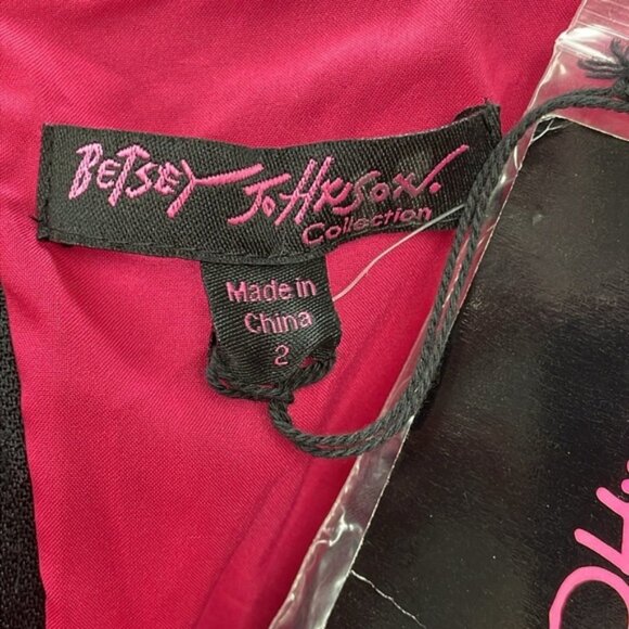 NWT Betsey Johnson Black Label Black Pink Zipper Corset Mini Dress Tiered Sz 2 - Picture 8 of 15
